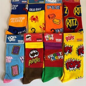 New Lot 8 Novelty Fun Graphic Socks Crew Length Socks Unisex 8 Packs Food